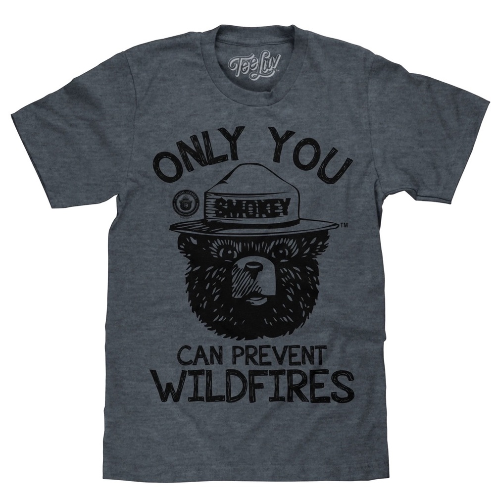 Tee Luv Smokey Bear Only You Can Prevent Wildfires Indigo Graphic Tee